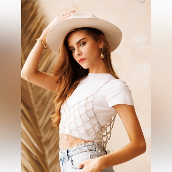 Finishing Touch! Crystal Beaded Net Cover Up Top - Picture 6 of 9